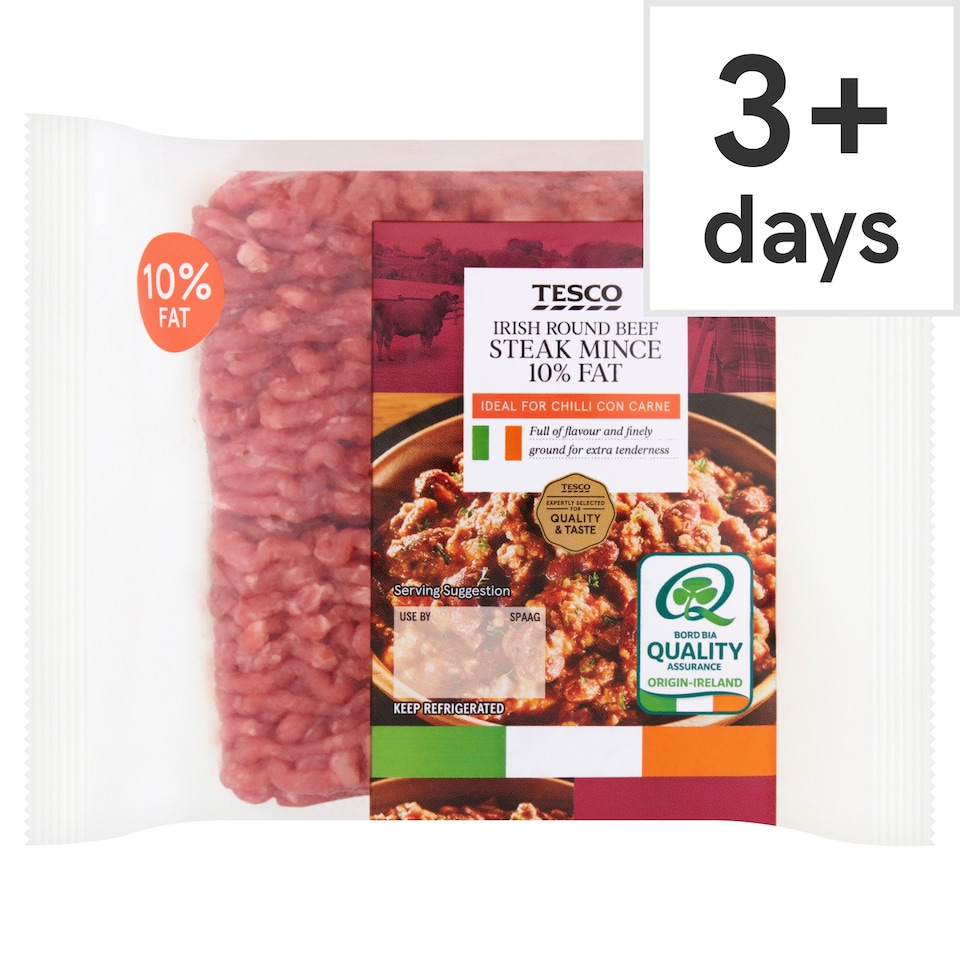 Tesco Irish Round Beef Steak Mince 10% Fat 250g 