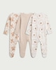 image 2 of F&F Baby 3-Pack Pure Cotton Bear Print Sleepsuits in Neutral