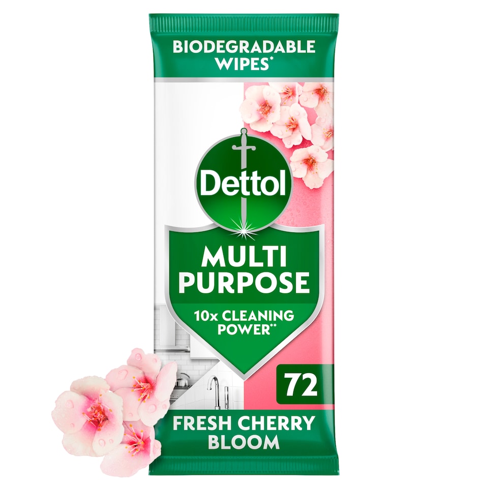 image 1 of Dettol Multipurpose Cleaning Wipes Fresh Cherry Bloom 72 Wipes