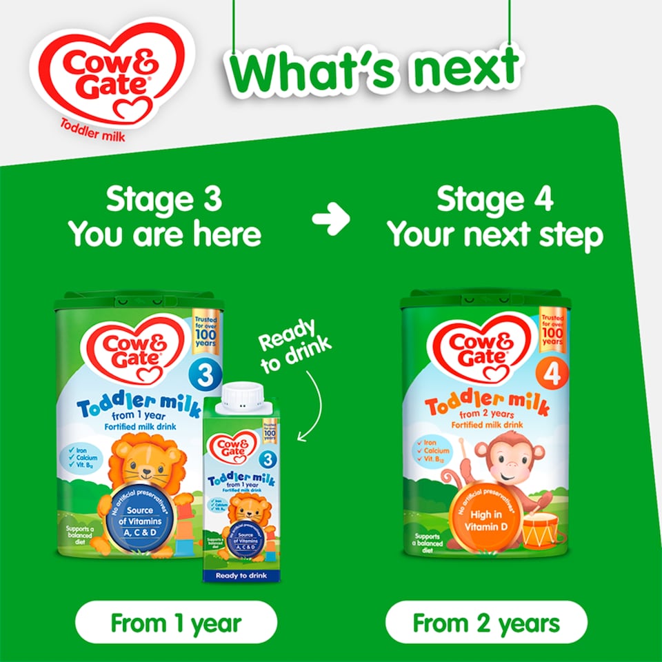 image 1 of Cow & Gate 3 Toddler Milk Formula Liquid Ready to Feed 1-3 Years 200ml