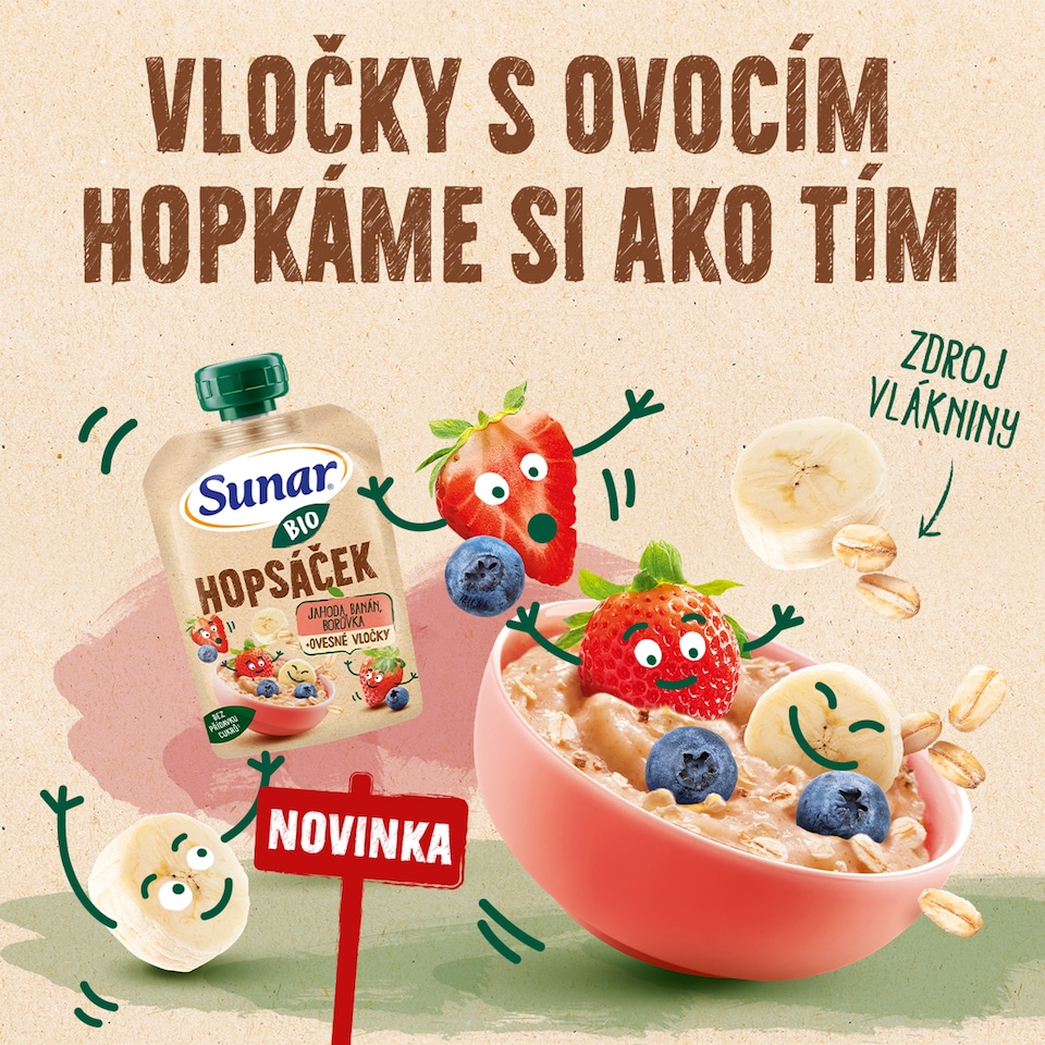 image 1 of Sunar Organic Hopsáček Strawberry, Banana, Blueberry + Oatmeal 100 g