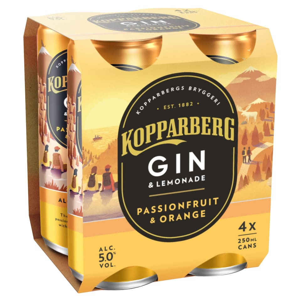 Kopparberg Gin And Lmade Pasn/Frui And Orange 4X250ml