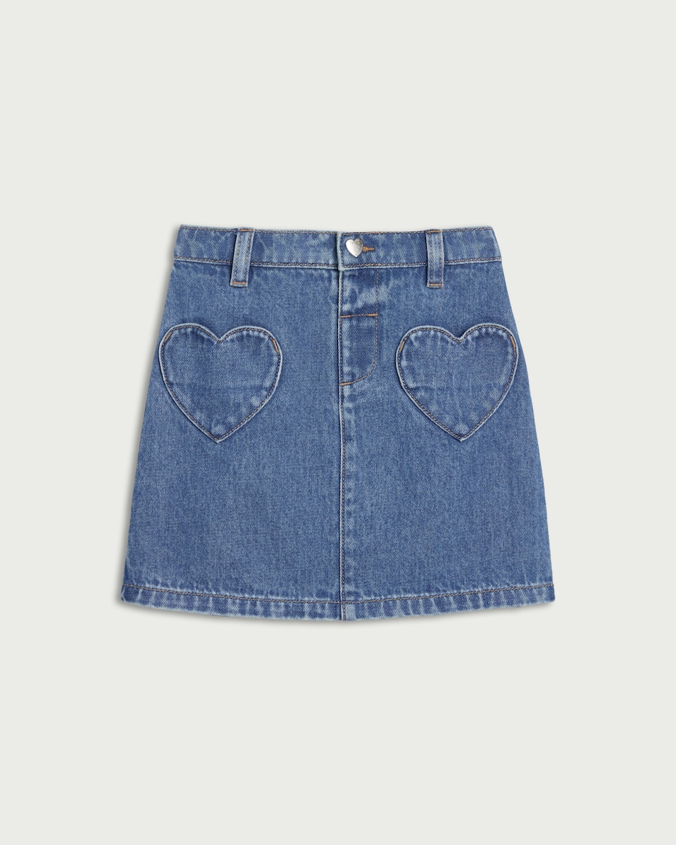 image 1 of F&F Girls Pure Cotton Denim Skirt in Blue