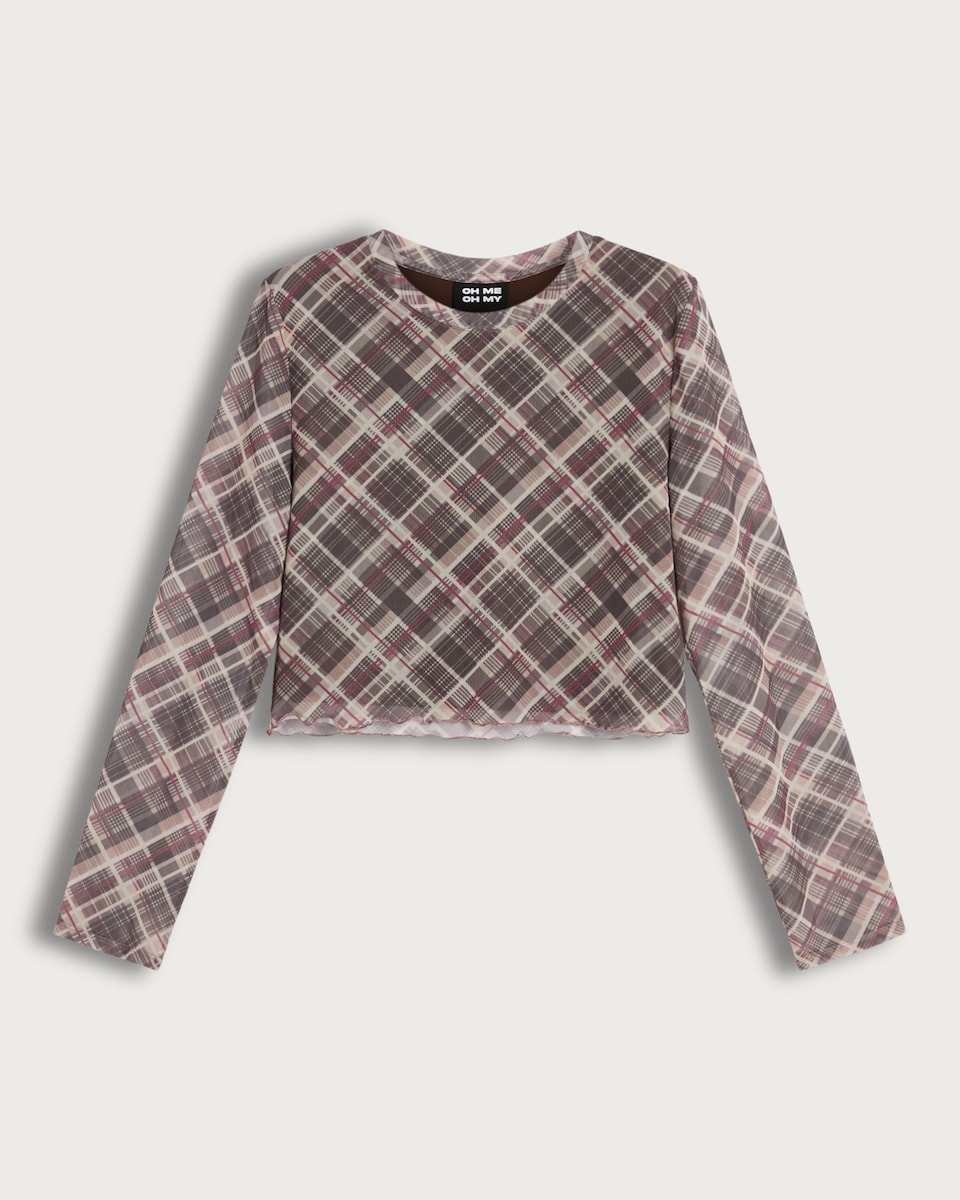 OH ME OH MY Plaid Print Long Sleeved Co-ord Top in Grey