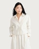 image 2 of The F&F Edit Pure Cotton Poplin Stripe Cropped Co-ord Shirt in Amber