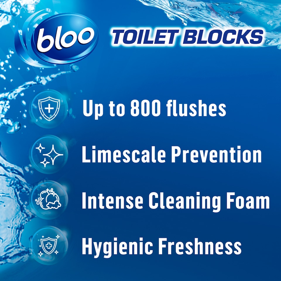 image 1 of Bloo 2in1 Cleaning Foam Fresh Scent Toilet Blocks 2 x 50g
