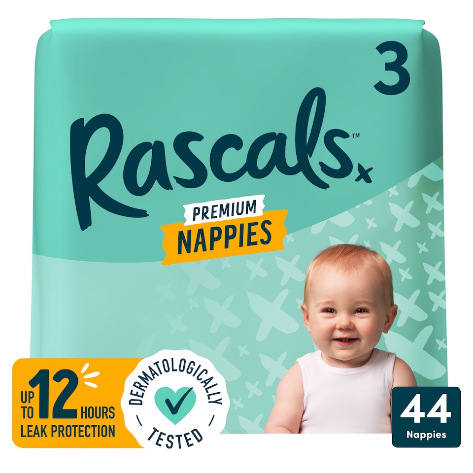 image 1 of Rascals Premium Nappies, Size 3 | 44 Pack
