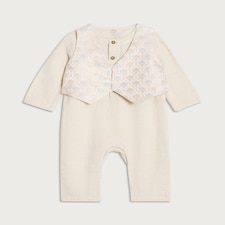 F&F Baby 2-Piece Long Sleeved All-in-one and Waistcoat in Cream