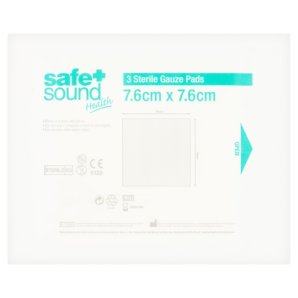 Safe & Sound Gauze Pads 7.6CMX7.6CM X 3