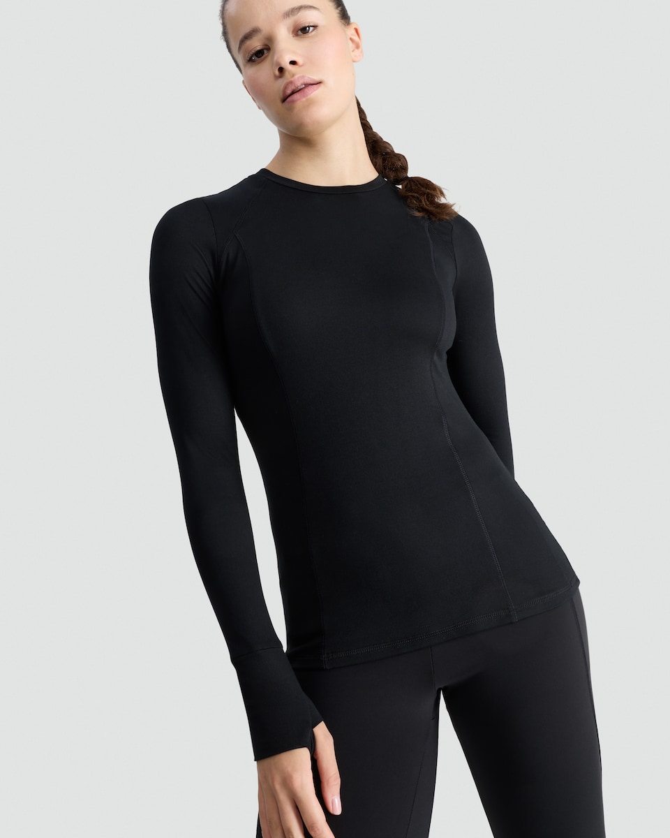 image 1 of F&F Active Quick Dry Long Sleeved Top in Black