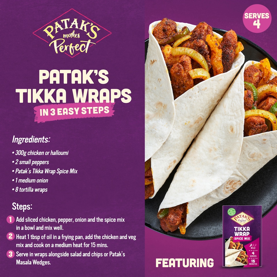 image 1 of Patak's Tikka Wrap Spice Mix 25g.