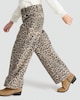 image 2 of F&F Girls Pure Cotton Leopard Print Wide Leg Jeans in Multi Brown