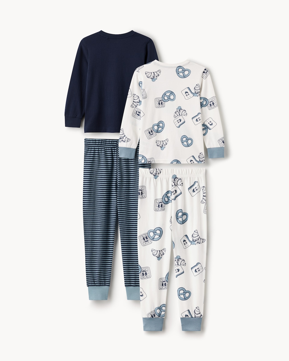 image 1 of F&F 2-Pack Pure Cotton Breakfast Club Pyjama Sets in Multi
