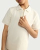 image 3 of F&F Boys 2-Piece Cotton Rich Textured Polo Shirt and Shorts Set in Cream