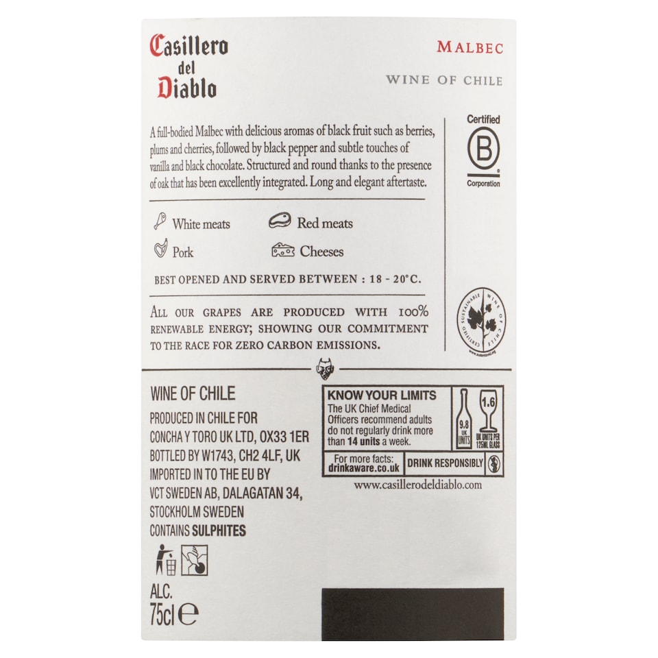 image 1 of Casillero Del Diablo Malbec 75Cl