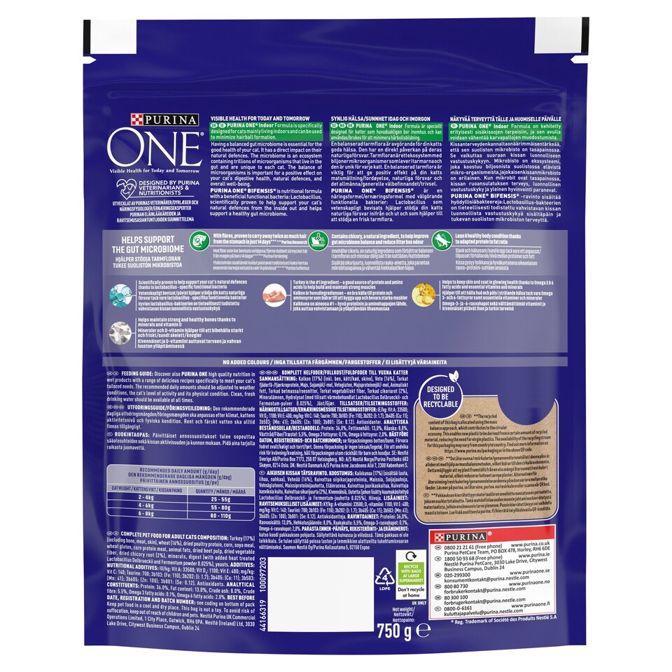 image 1 of Purina One Indoor Dry Cat Food Tur 750G