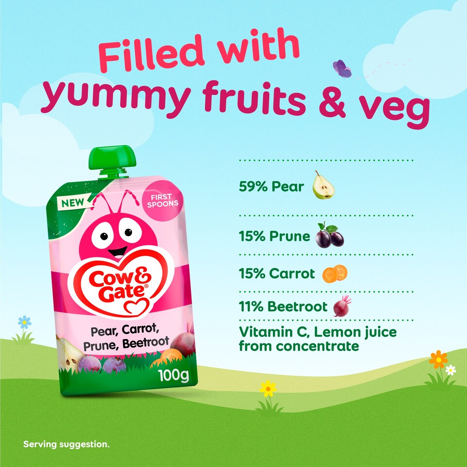 image 1 of Cow & Gate Pouches Pear Carrot Prune Beetroot 100g
