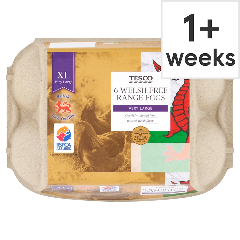 Tesco Welsh Free Range Very Large Eggs 6 Pack