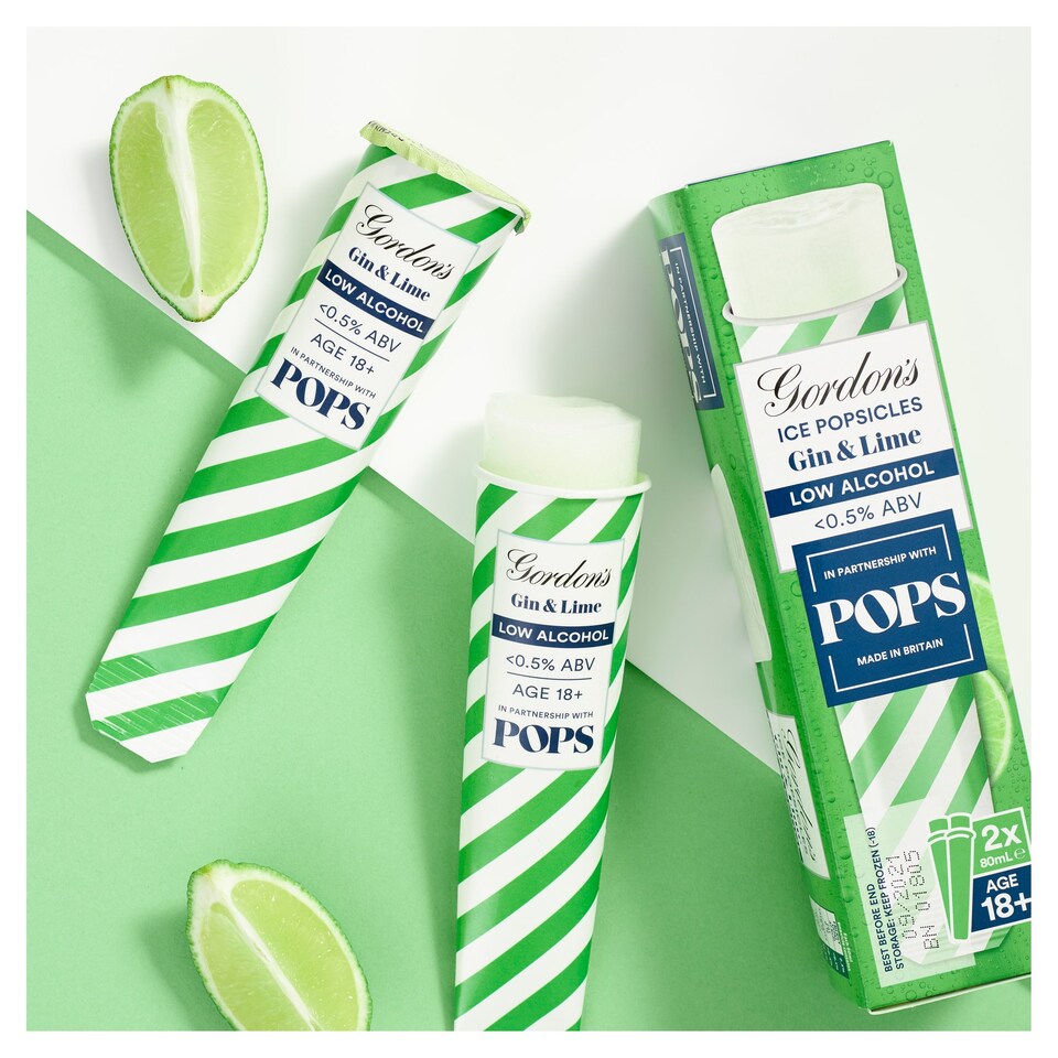 image 1 of Pops Gordons Ice Pops Gin & Lime 2x80ml
