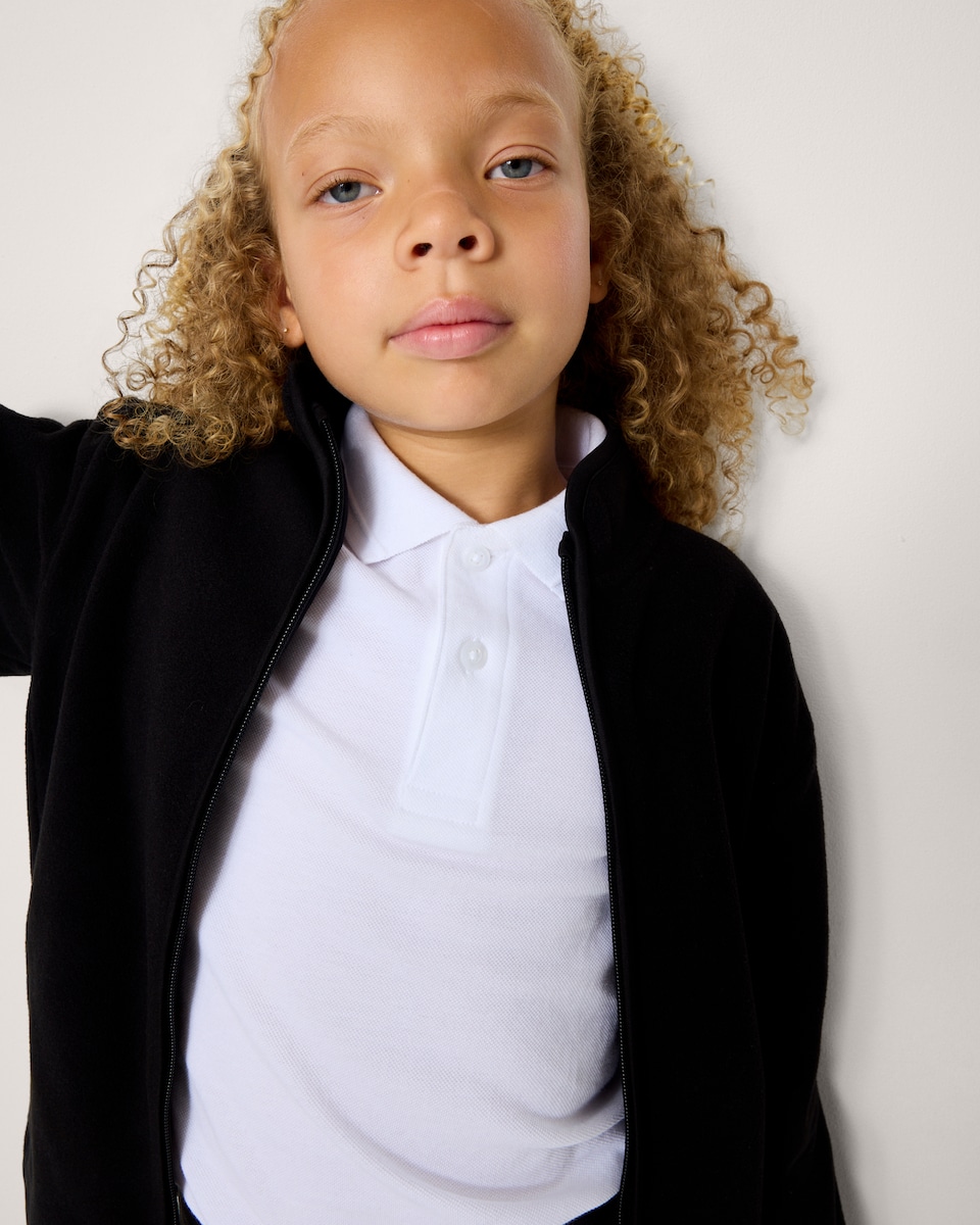 image 1 of F&F School Unisex Zip Up Fleece Jacket in Black