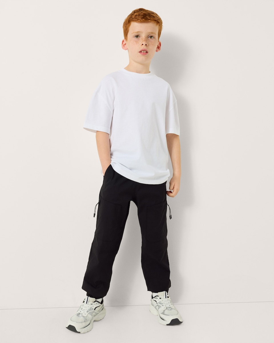 image 1 of F&F Active Boys TECHSPORT Cuffed Joggers in Black