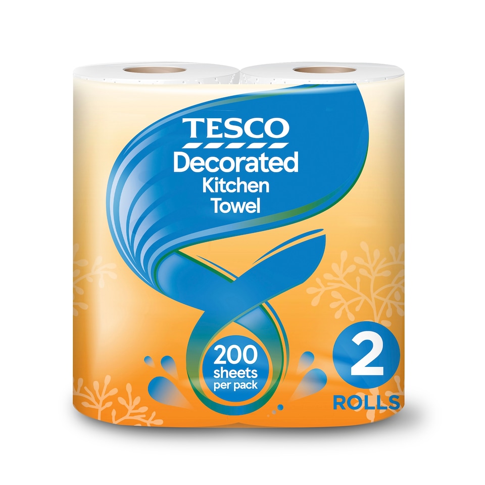 image 1 of Tesco Decorated Kitchen Towel 2 Rolls