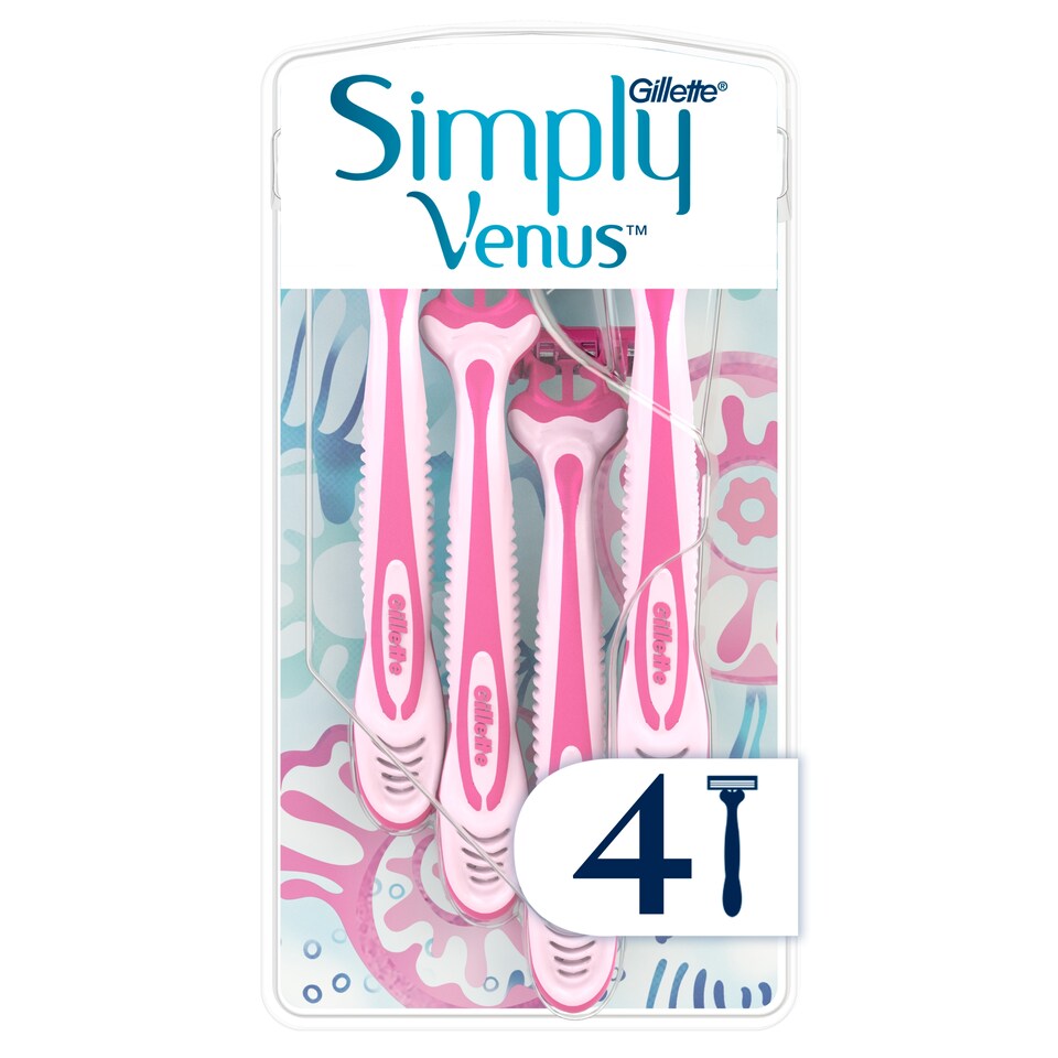 Gillette Simply Venus 3 Disposable Razors, Pack Of 4