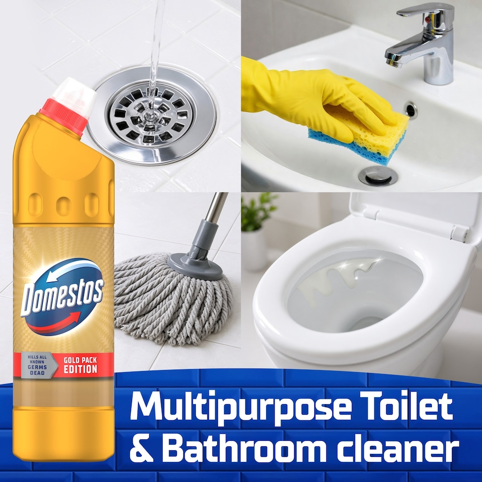 image 1 of Domestos Thick Bleach Gold Original Toilet & Bathroom Cleaner 750ml