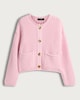 image 4 of F&F Textured Gold Button Chunky Cardigan in Pink