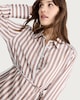 image 2 of F&F Textured Stripe Print Tie Waist Shirt in Neutral