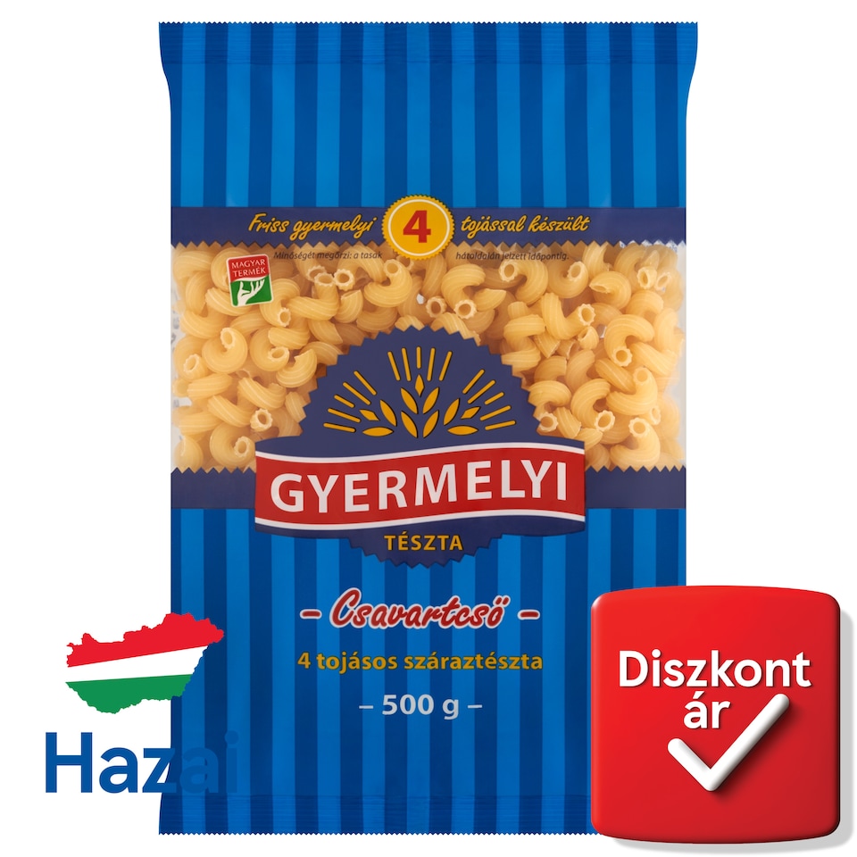 Gyermelyi csavartcső 4 tojásos száraztészta 500 g