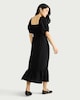 image 3 of F&F Shirred Puff Sleeved Midi Dress in Black