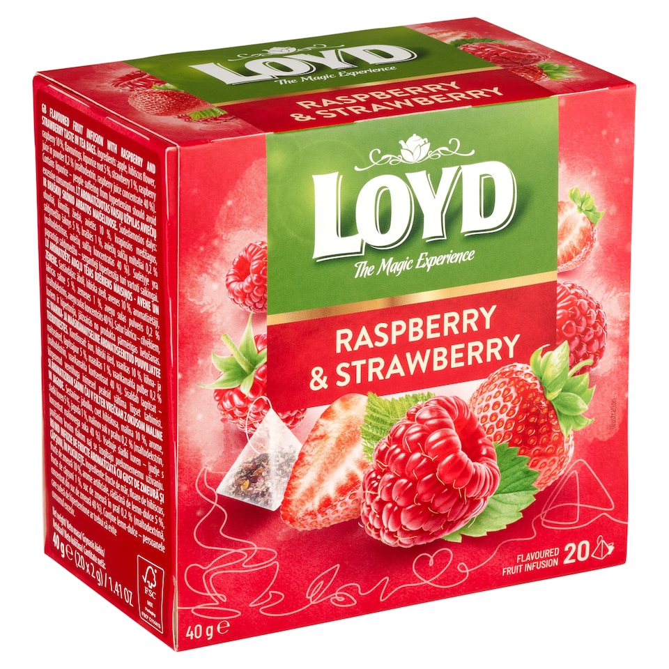 Loyd málna és eper ízű filteres gyümölcstea 20 filter 40 g