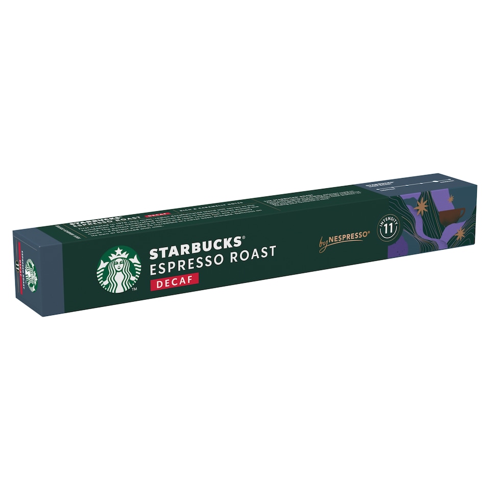 Starbucks by Nespresso Espresso Roast koffeinmentes őrölt pörkölt kávé 10 kapszula 55 g  1. kép