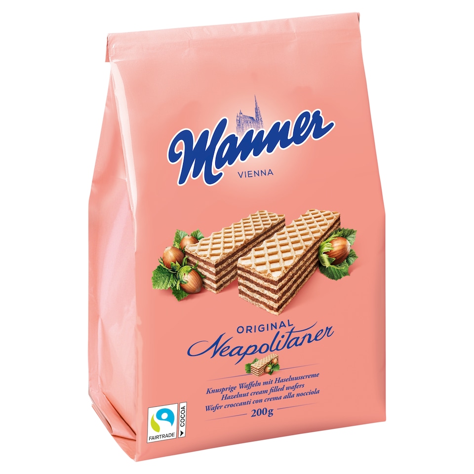Manner Chrumkavé oplátky plnené krémovou lieskovoorieškovou náplňou 200 g