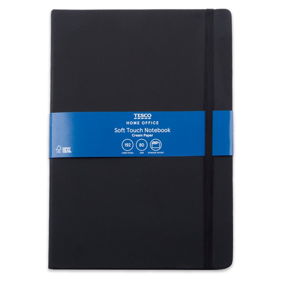 Tesco Black Soft Touch Notebook 192 Pages