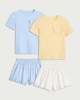 image 1 of F&F Girls 2-Pack Pure Cotton Frill Pocket Pyjama Sets in Blue