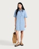 image 1 of F&F Pure Cotton Short Sleeved Button Up Shirt Dress in Blue