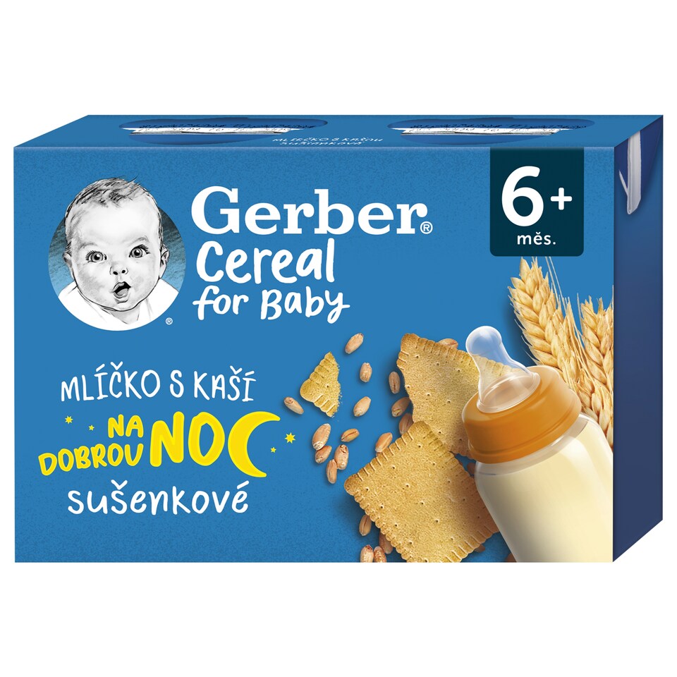 GERBER Cereal mliečko s kašou sušienkové 2 x 200 ml