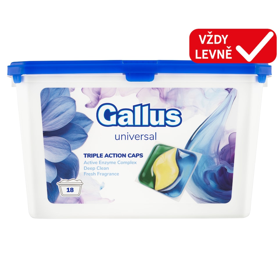 Obrázek 1 pro produkt Gallus Triple Action 3v1 univerzální prací kapsle 18 praní 18 x 15g (270g)