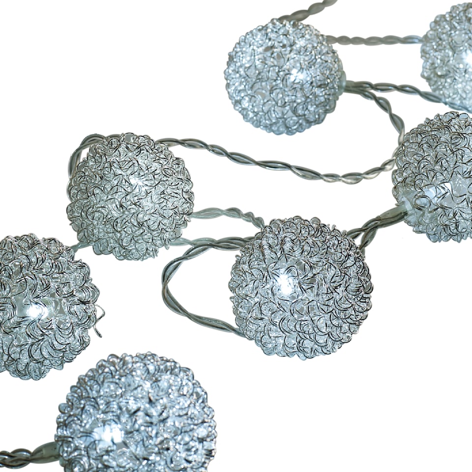 image 1 of Tesco 10 Bright White Metal Ball String LED Christmas Lights