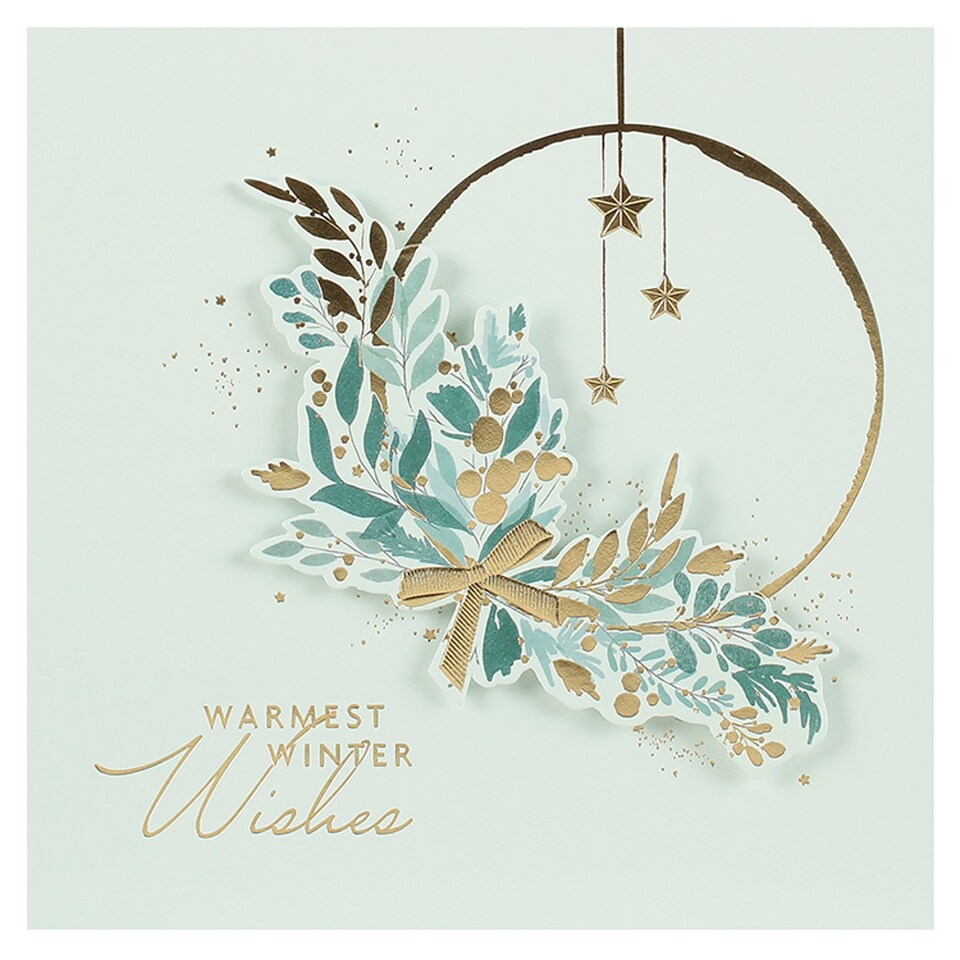 Tesco Luxury Teal Wreath Cards 6 Pack