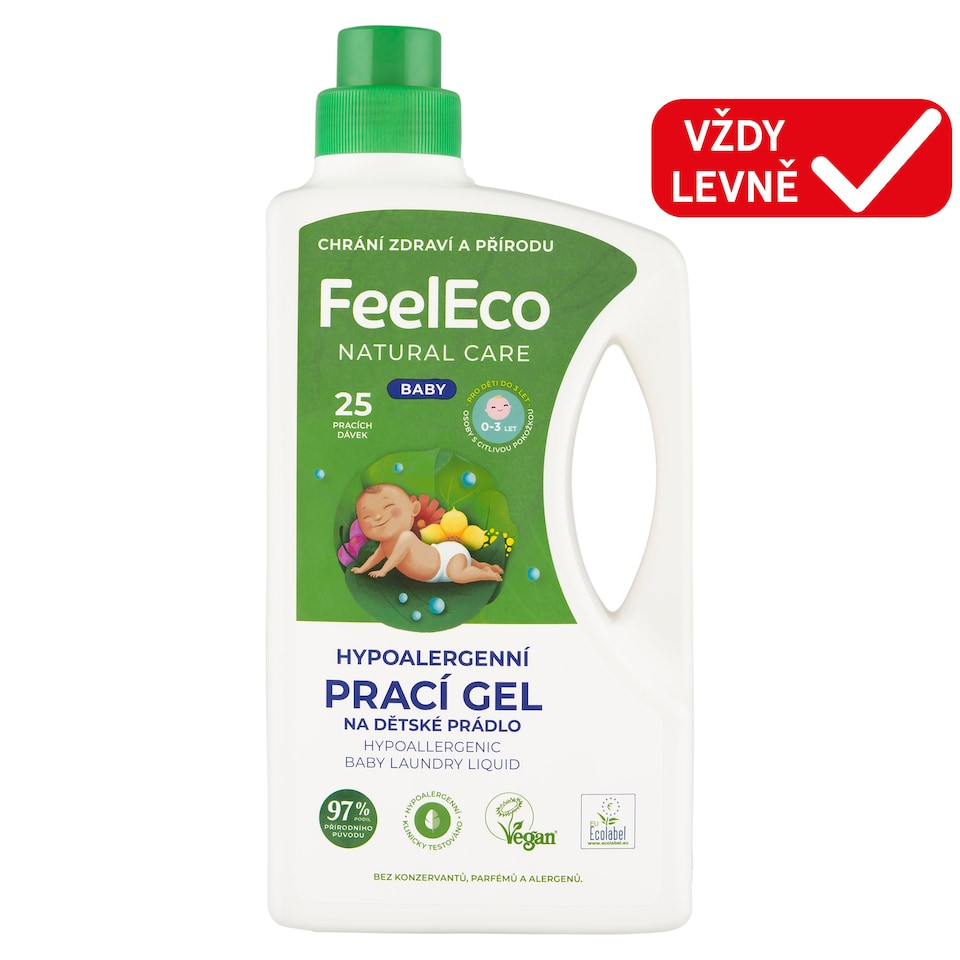 FeelEco Baby hypoalergenní prací gel na dětské prádlo 25 praní 1,5l