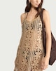image 1 of F&F Knitted Floral Beach Midi Dress in Gold