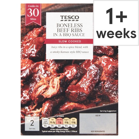 Tesco Boneless Beef Ribs In A Bbq Sauce 370G Tesco Groceries