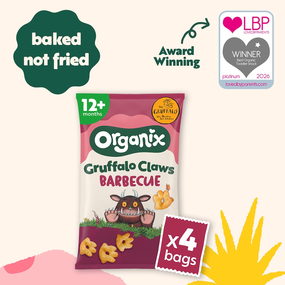 image 1 of Organix BBQ Gruffalo Claws Multipack Organic Toddler Snack 4x15g 12 months+