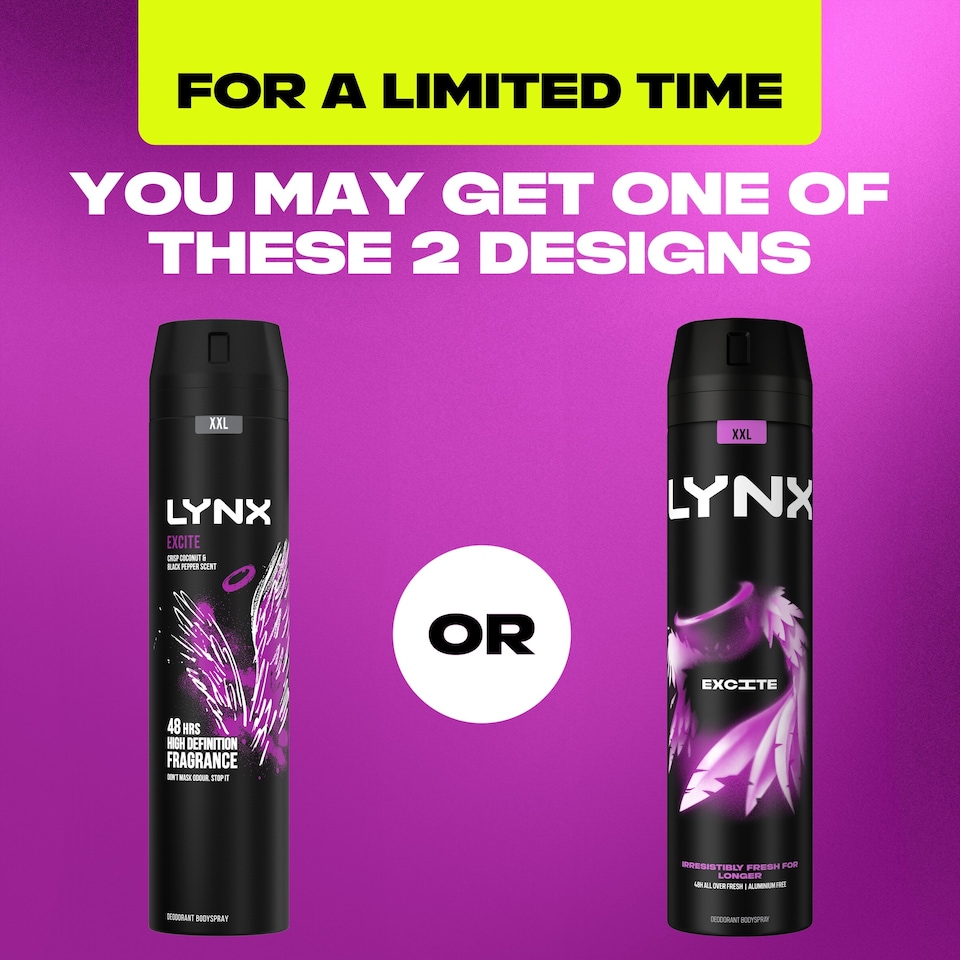 image 1 of Lynx Excite 48h Deodorant Bodyspray for Men 250ml