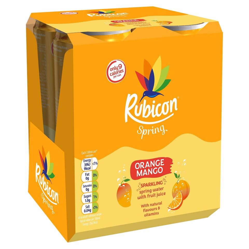 Rubicon Orange & Mango Sparkling Water 4X330ml