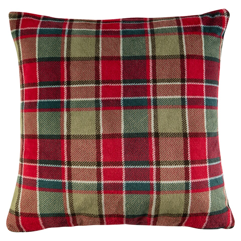 Tesco Home Tartan Sherpa vankúš červený 45 x 45 cm