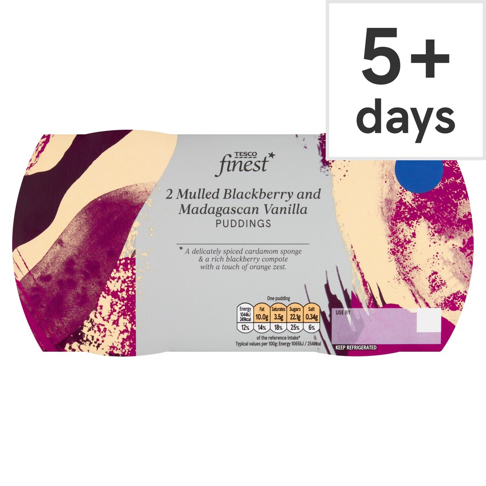 Tesco Finest Mulled Blackberry & Madagascan Vanilla Puddings 195g